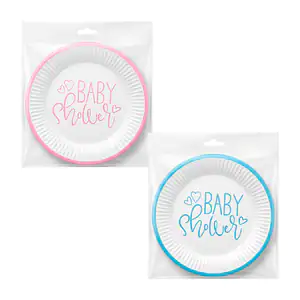 Paquete con 10 platos con frase baby shower de 7´, variedad
