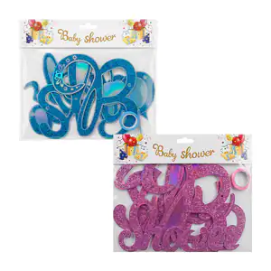 Banner tipo banderín con letras cursivas de baby shower diamantado, v…