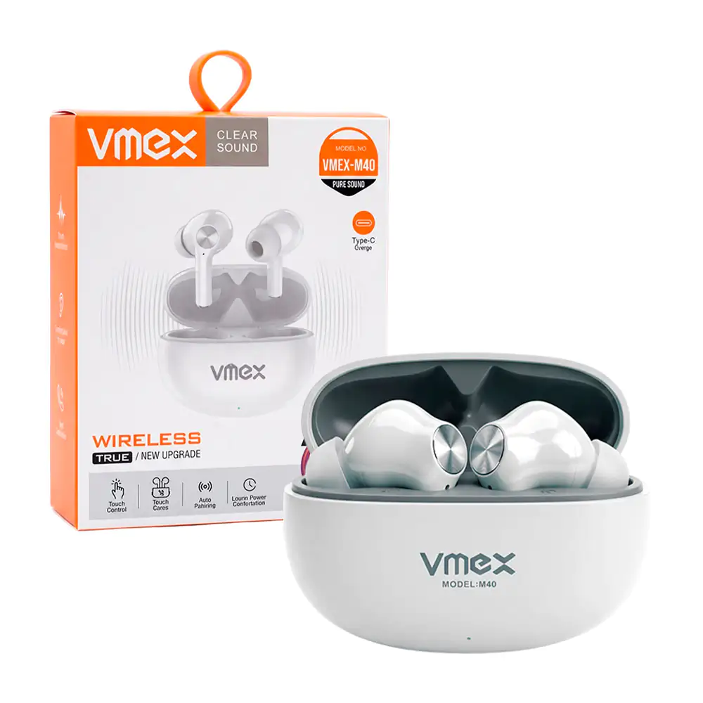 Audífonos bluetooth vmex con control touch, manos libres + estuche de carga