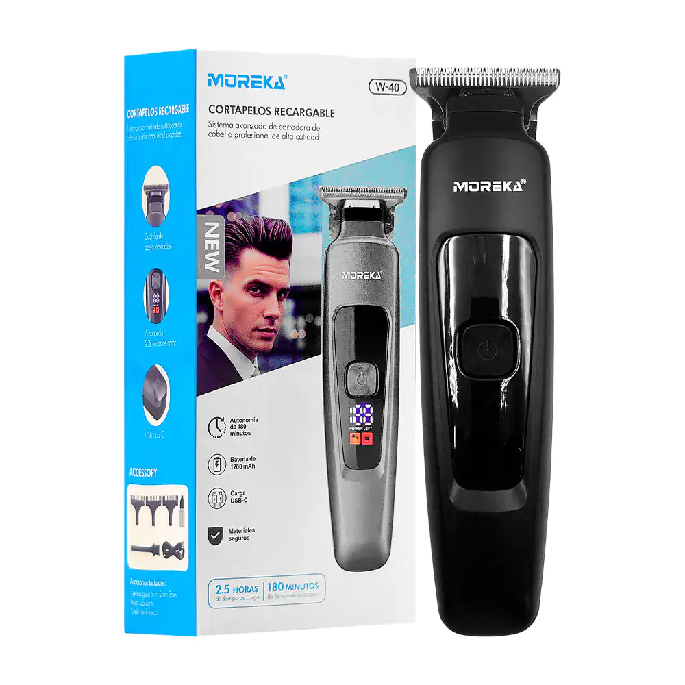 Máquina profesional moreka para cabello y barba con pantalla digital, conexión usb / w-40