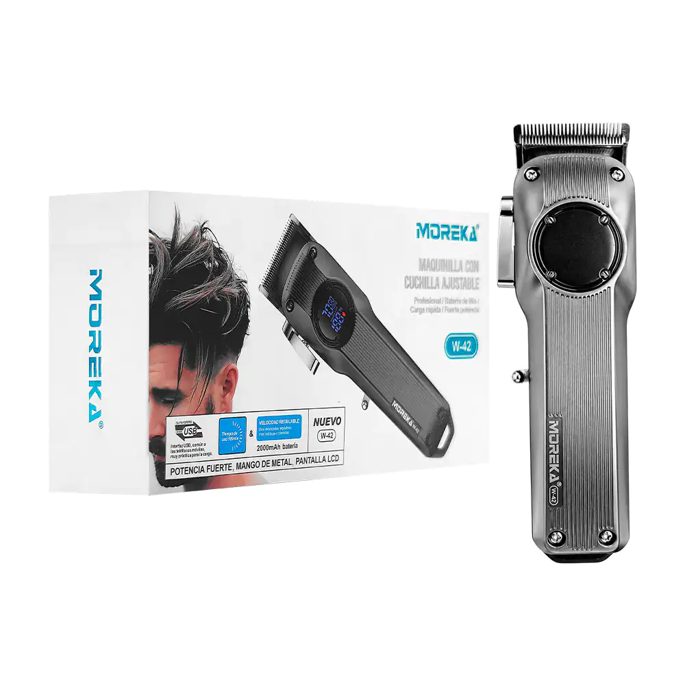 Máquina cortadora de cabello moreka recargable 2000mha con doble cuchilla ajustable / w-42