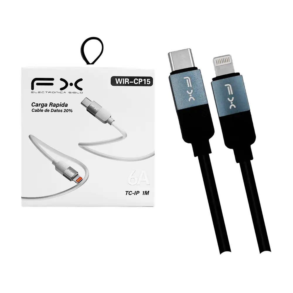 Cable de carga fx con salida usb-c a lightning y transferencia de dat…