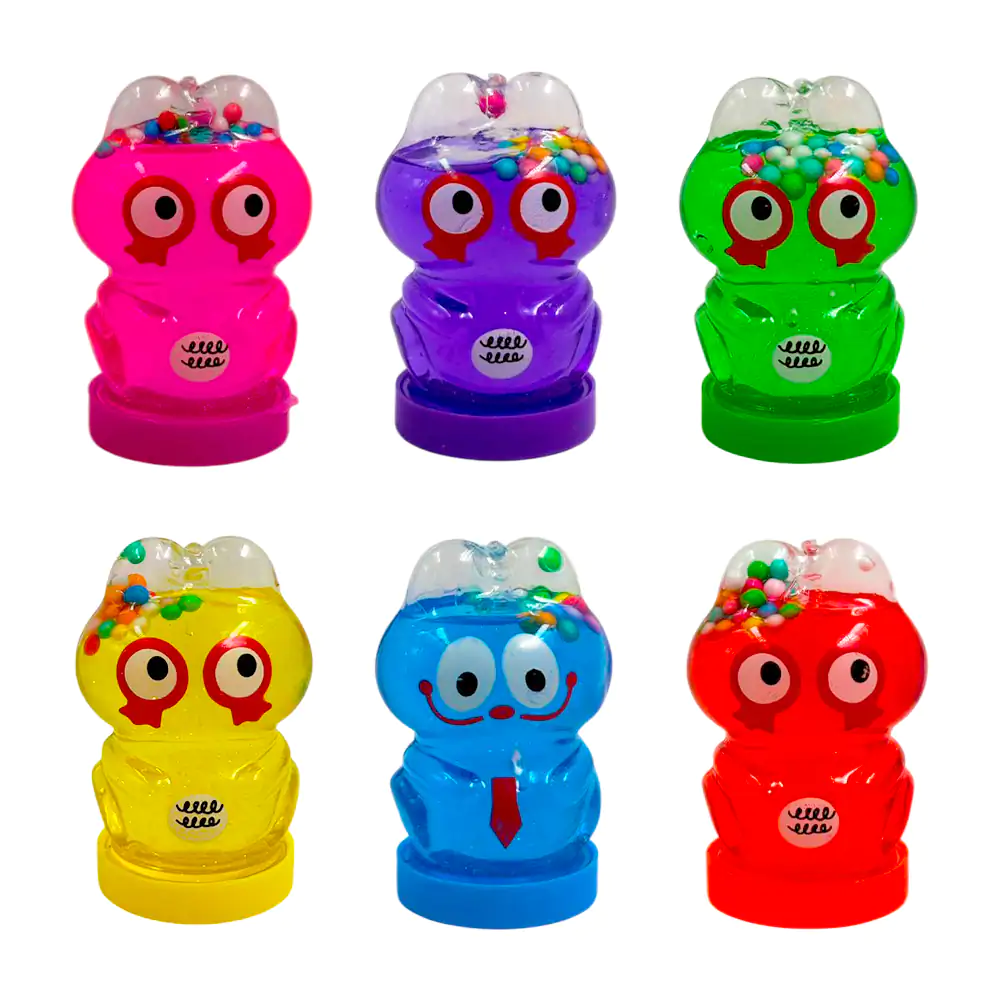 Mini bote de slime brilloso con forma de tipo gato kawaii, variedad de colores