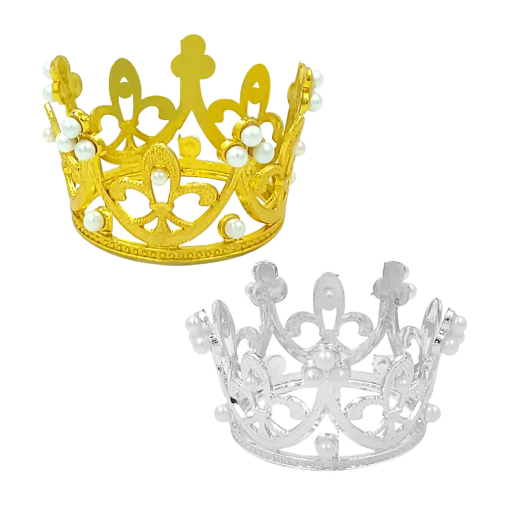 Corona pequeña de 4cm para fiesta con detalles de perlas , variedad de colores / x-788