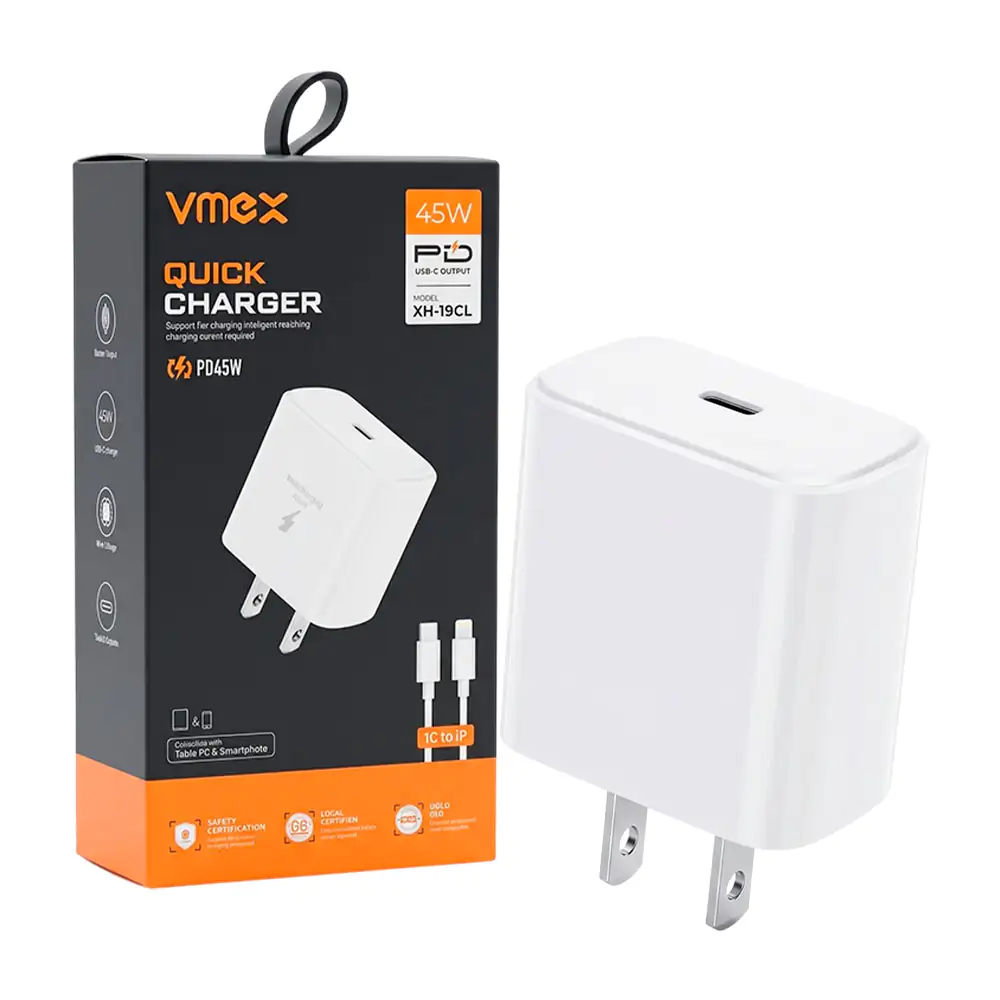Combo cargador vmex cubo con puerto usb c de 45w + cable tipo c a tip…