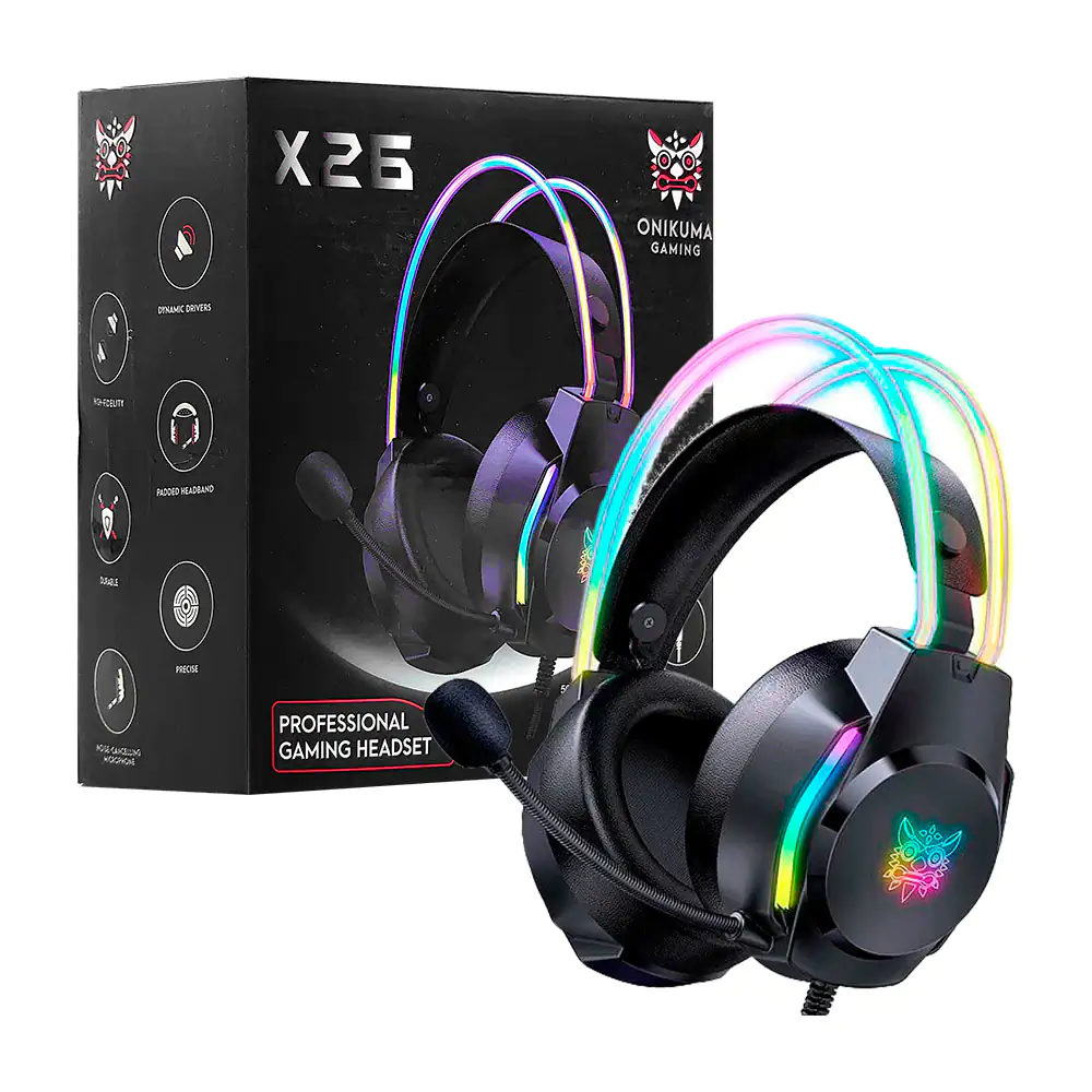 Audífonos gamer de diadema con iluminación led rgb, cancelación de ruido, diseño flexible / xx-1691