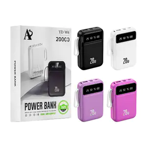 Power bank pequeña de 20000mah con 4 cables de carga y pantalla digit…