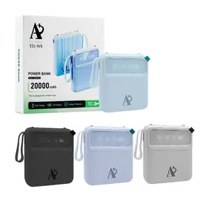 Power bank cuadrada de 2000mah con 4 cables de carga + luz led y pant…