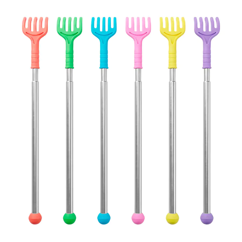 1pza Manita - mano rascadora de 39.5cm con mini mango de plastico, variedad de colores