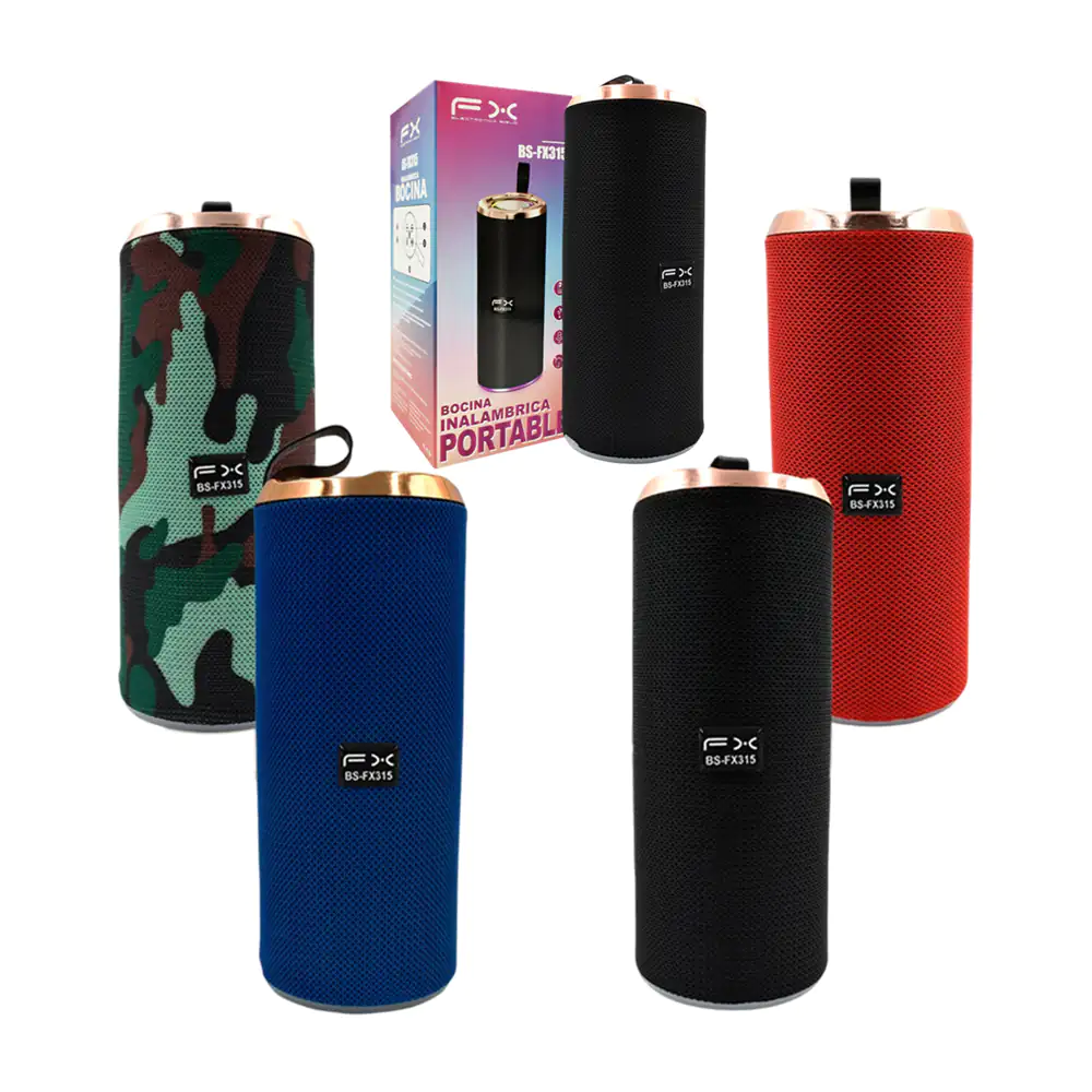 Bocina fx inalámbrica con diseño cilíndrico y sonido 360 + luz rgb, v…