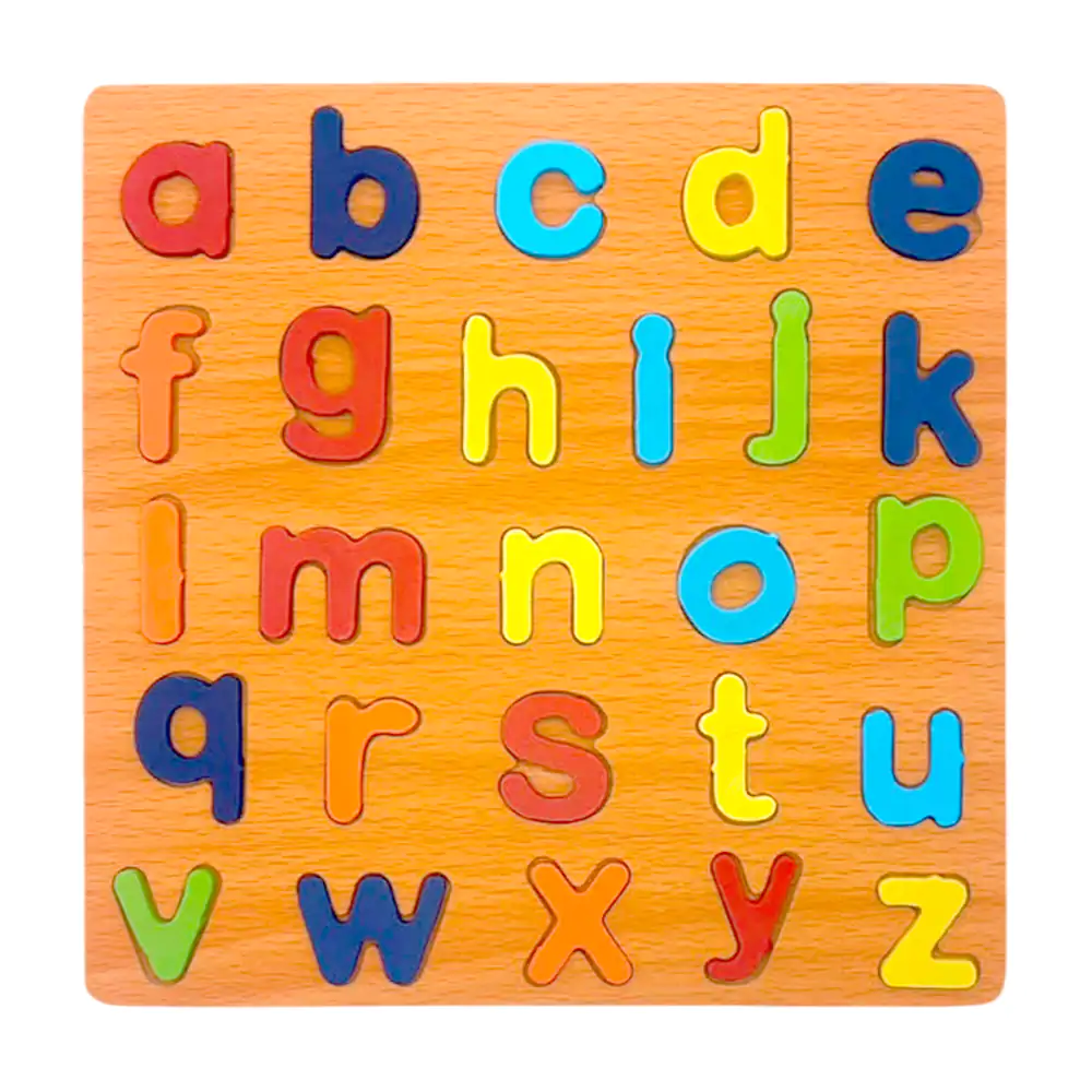 Rompecabezas didáctico de madera con letras del abecedario, 20x20cm
