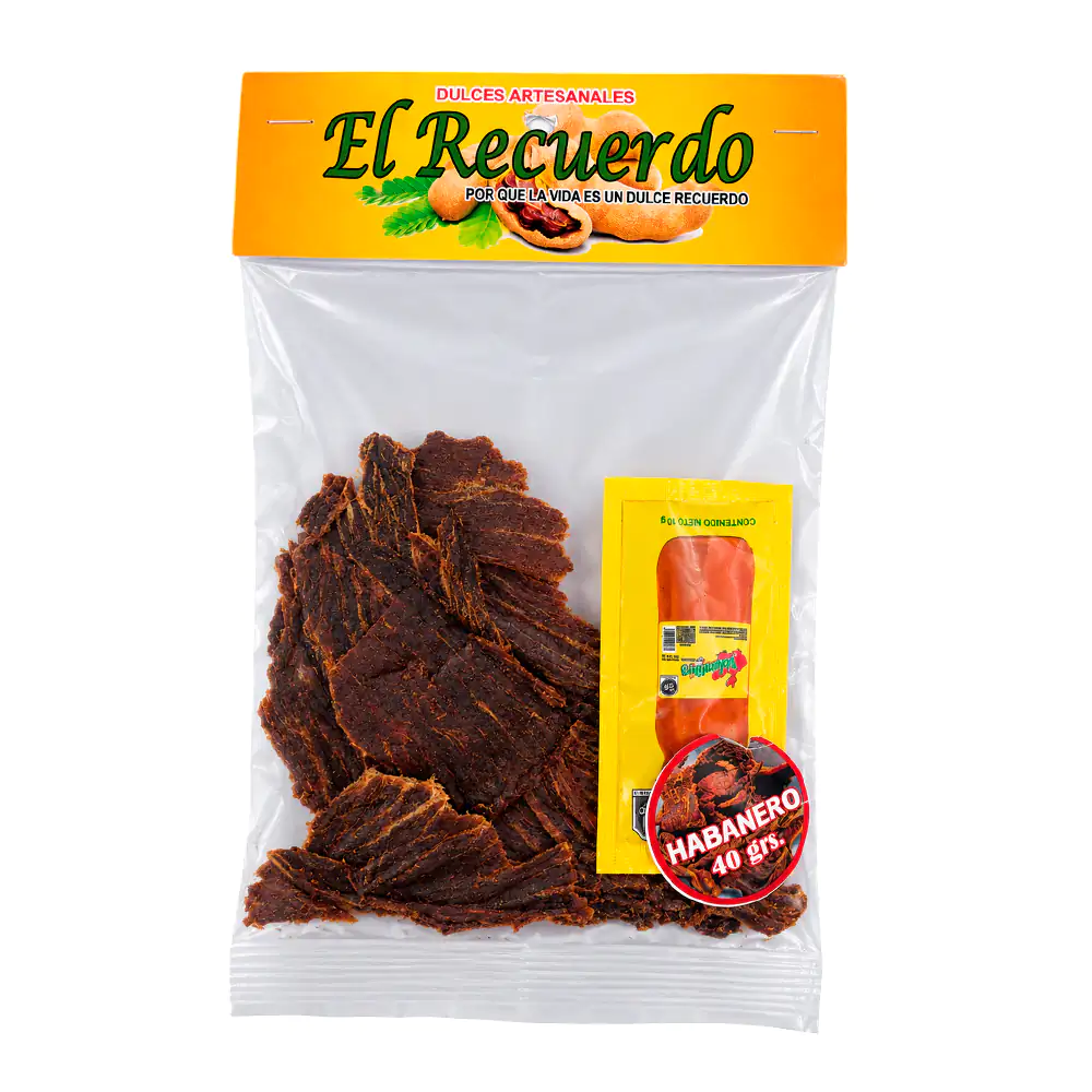 1pza bolsa de cecina - carne seca el recuerdo sabor habanero + salsa picante, 40g / cecina