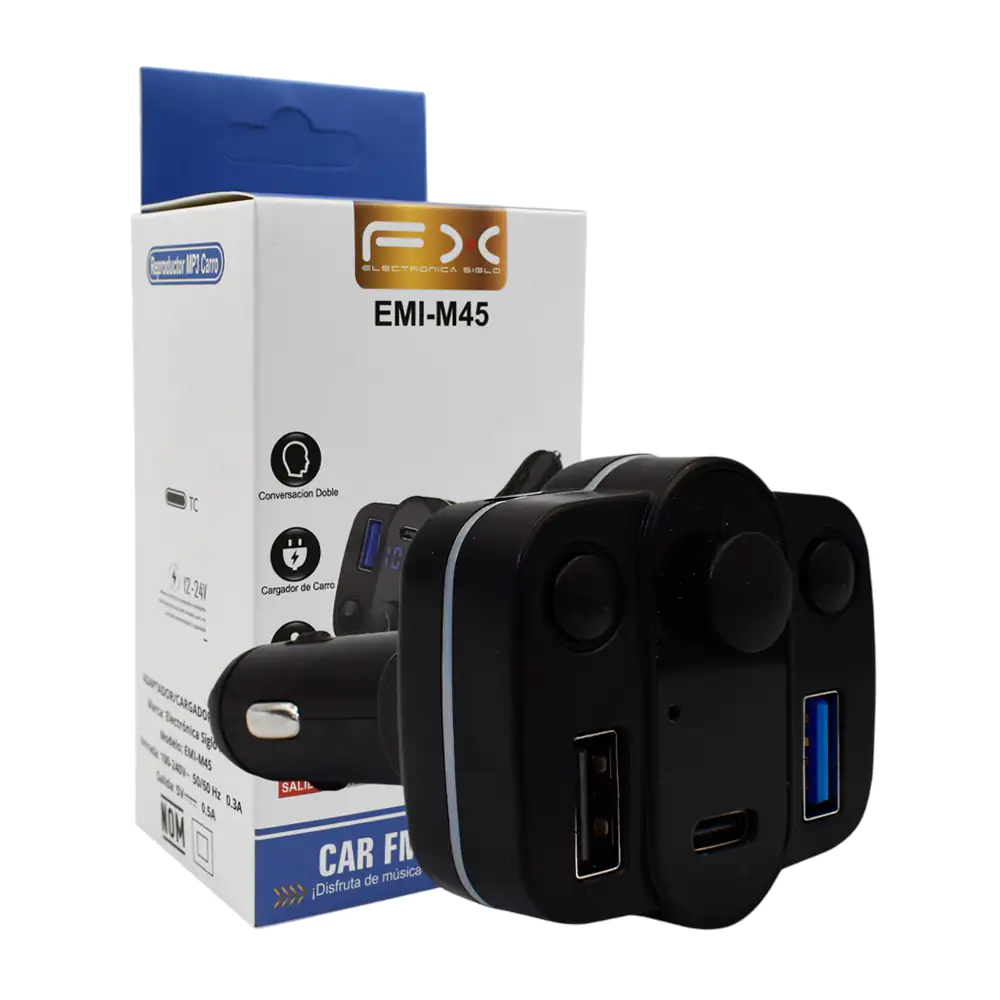 Plug fx cargador, carga rápida con puertos de carga y conexión inalámbrica / emi-m45