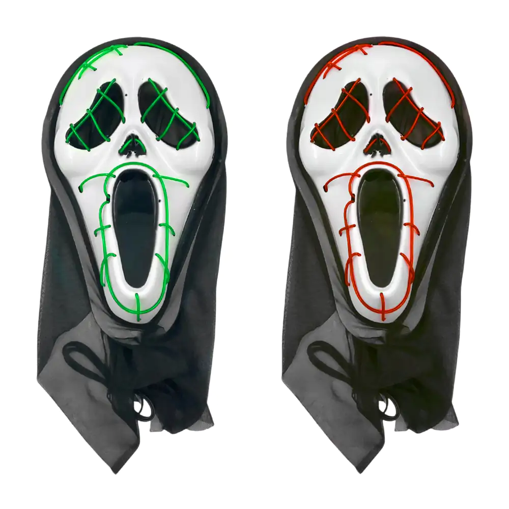 1pza Mascara con luz led de pilas en forma de ghostface con relieves, variedad de colores / gui-2459