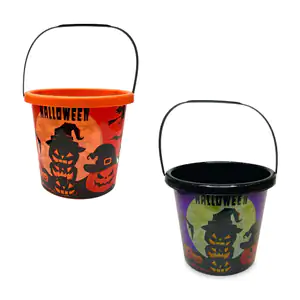 Cubeta de halloween, para pedir dulces 14x16cm, variedad de colores y…