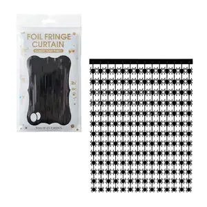 Cortina foil fringe curtain en color negro con diseño de arañas para …