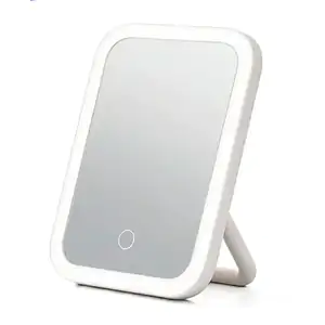 Espejo rectangular con diseño plegable, 3 modos de iluminación y pant…