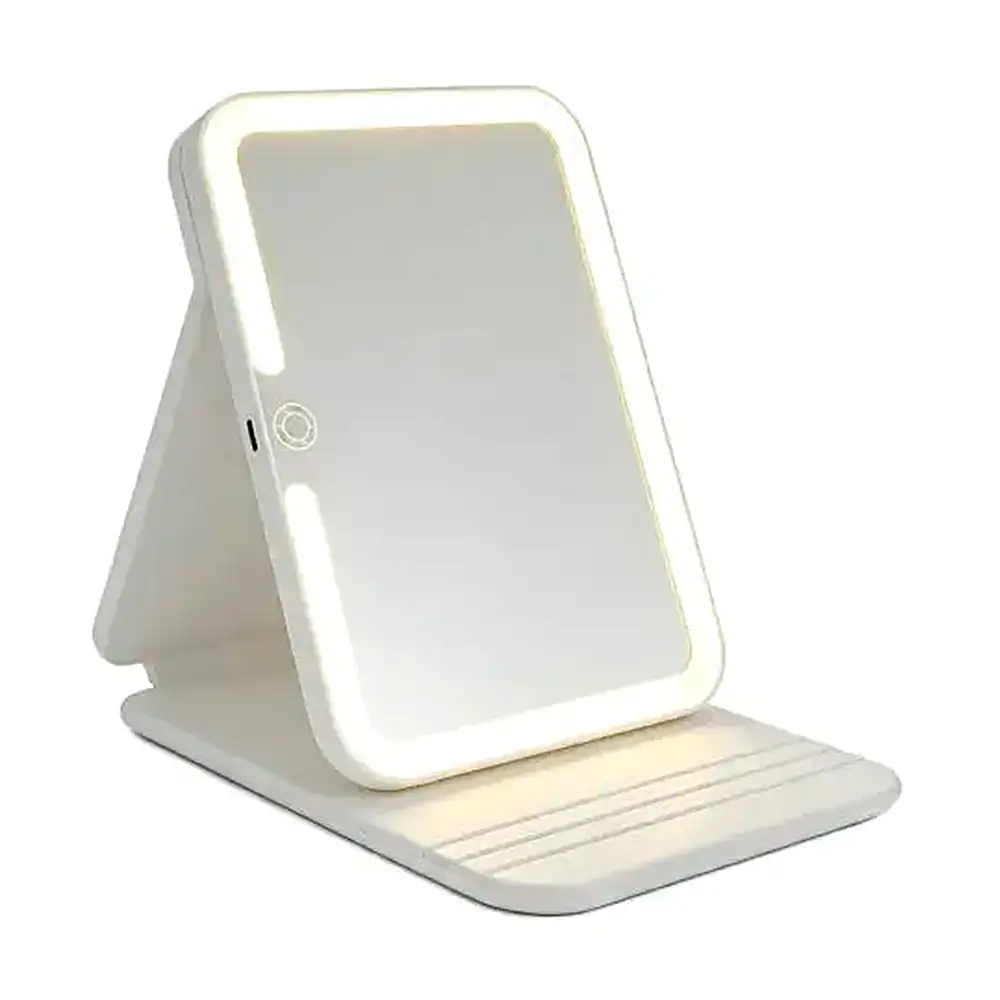 Espejo rectangular con diseño plegable, 3 modos de iluminación y ángulo ajustable / hog.mk04