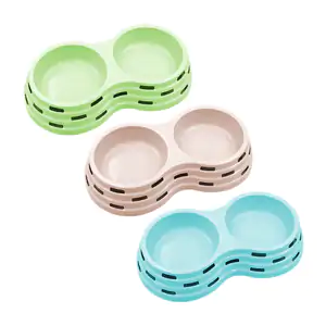 Doble plato pequeño redondo de plástico para mascota 10cm, variedad d…