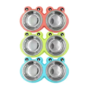 Plato doble redondo de plástico + platos de acero inoxidable con dise…