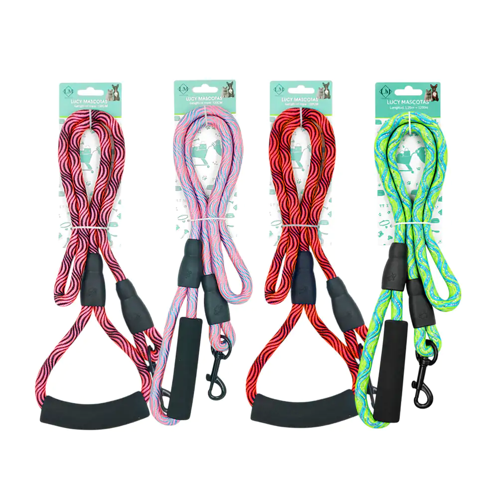 Correa para mascota 120cm con diseño de ondas, 1cm de grosor, variedad de colores / 2883