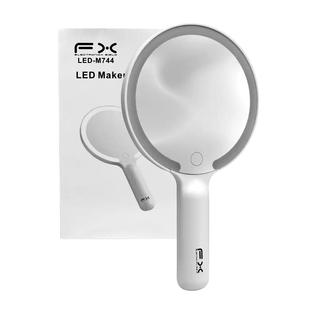 Espejo led redondo con diseño portátil, recargable con 3 modos de iluminación / led-m744