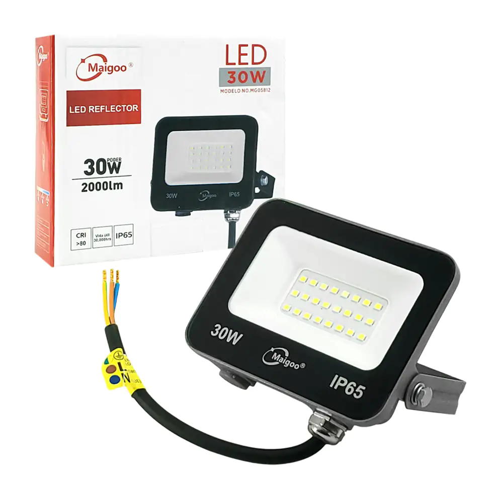 Lámpara reflector led maigo de 30w con protección ip65 y cable reforzado, 11x8.5cm 