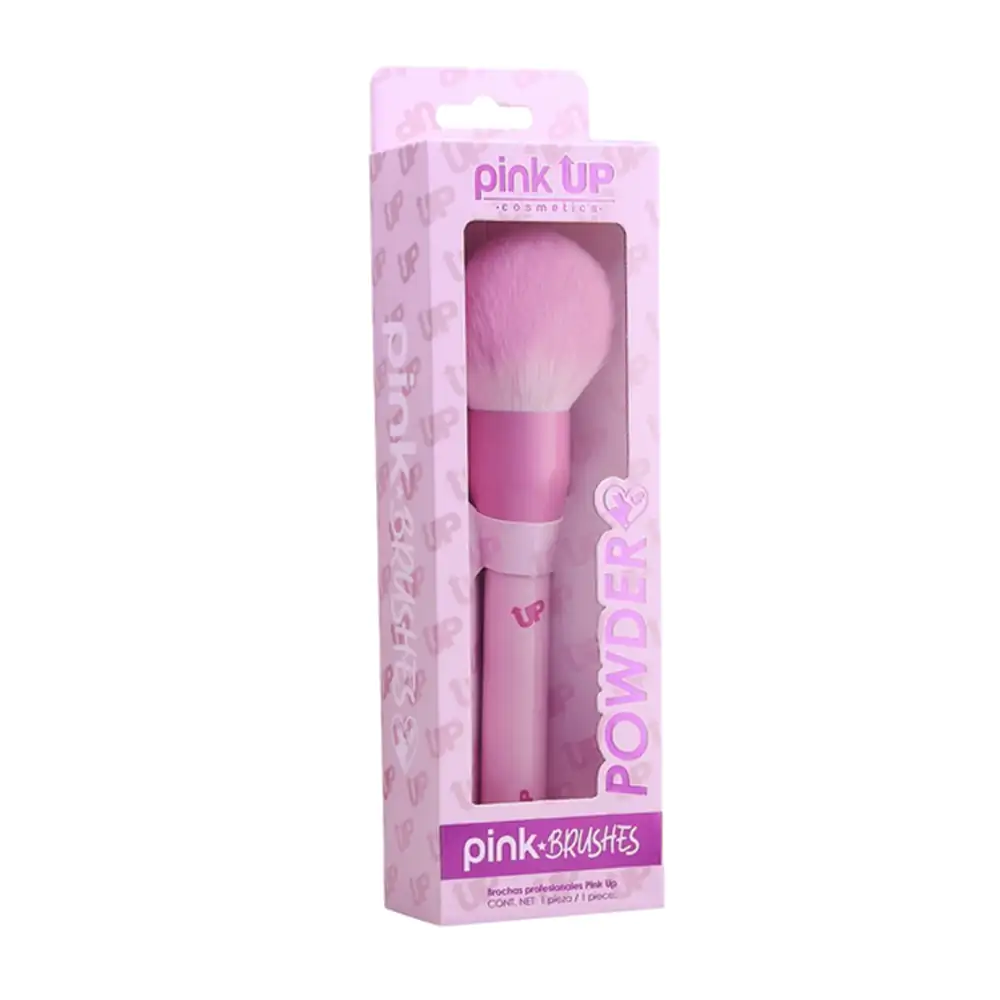 1pza brocha pink up para aplicar polvos compactos, cerdas suaves y mango ergonómico / pk31