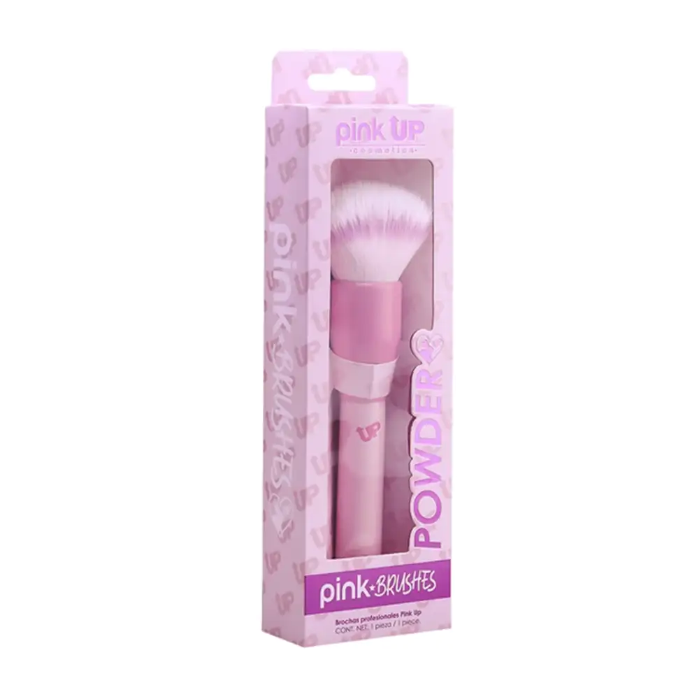 1pza brocha pink up para aplicar polvos, cerdas suaves y mango ergonómico / pk32