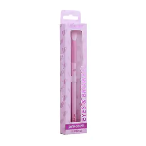 1pza brocha pink up para ojos y cejas, cerdas suaves y mango ergonómi…