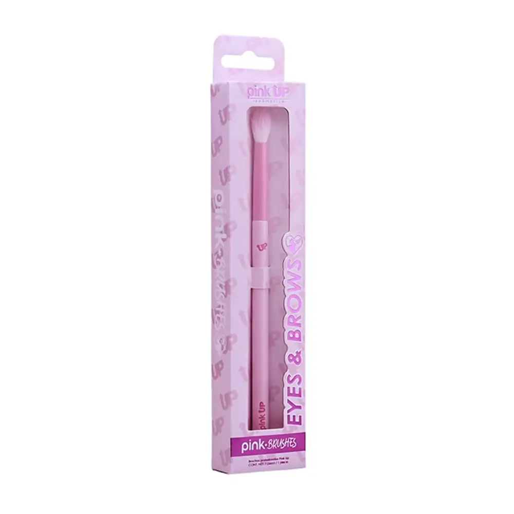 1pza brocha pink up para ojos y cejas, cerdas suaves y mango ergonómico / pk40