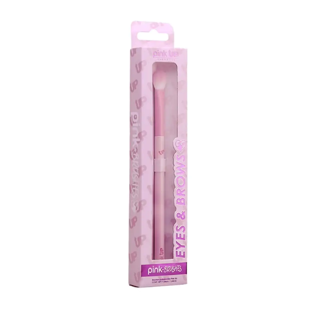 1pza brocha pink up para ojos o cejas, cerdas suaves y mango ergonómico / pk42