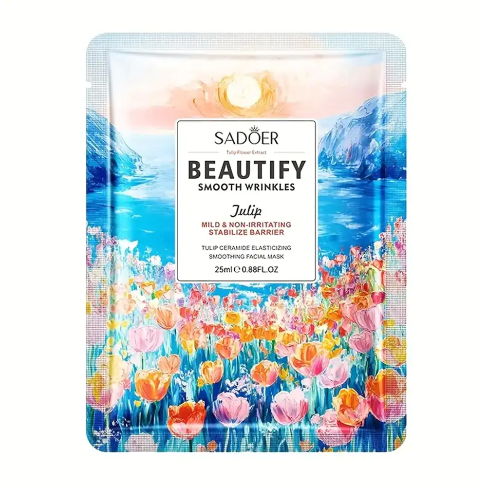 1pza Mascarilla facial hidratante sadoer de 25ml con extracto de tulipán
