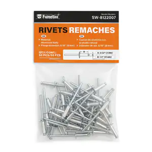 Bolsa con 50 pzas, remaches fumetax de aluminio con ala de 5/16in / s…