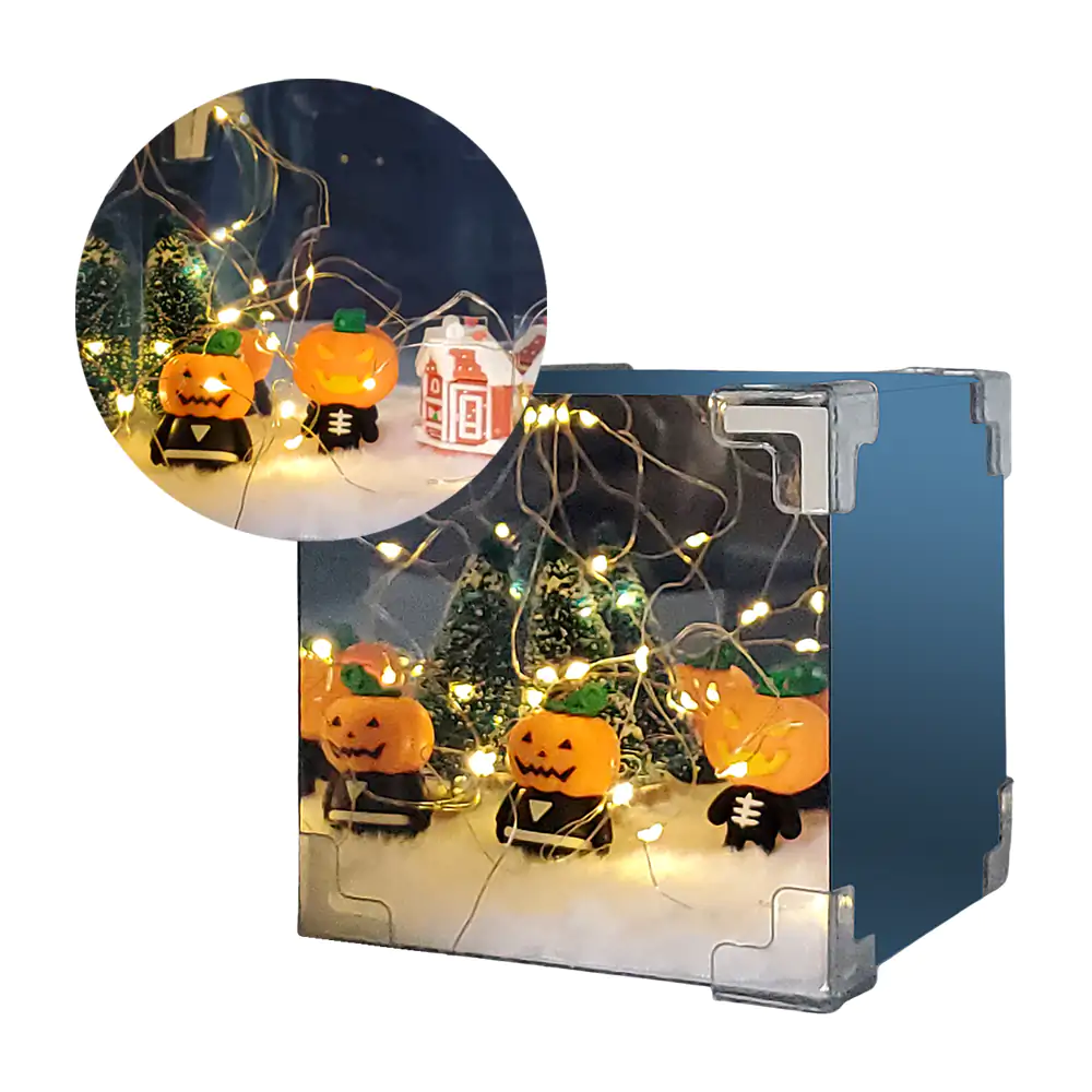 1pza lámpara decorativa tipo cubo con efecto infinito, temática halloween-navidad / tmh-32