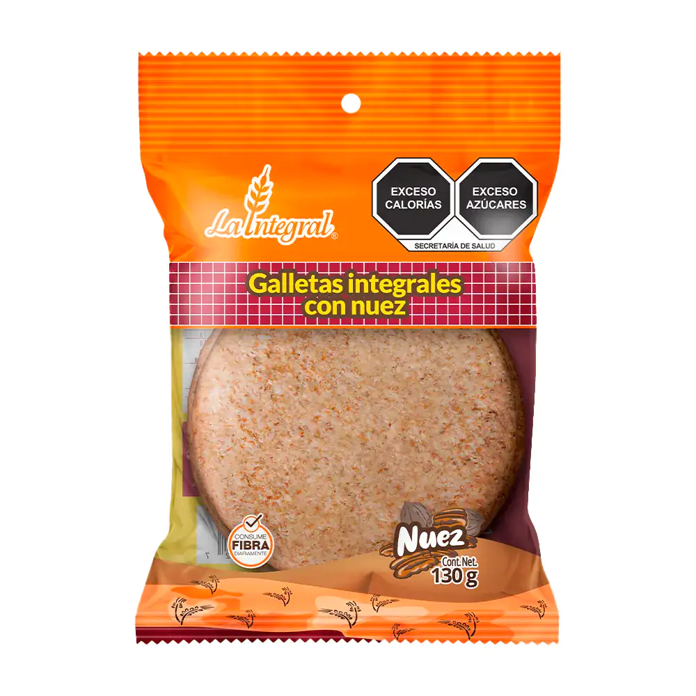 Paquete de galletas integrales la integral, sabor nuez, 130g / 000027