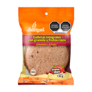 Paquete de galletas integrales la integral, con granola y frutos rojo…