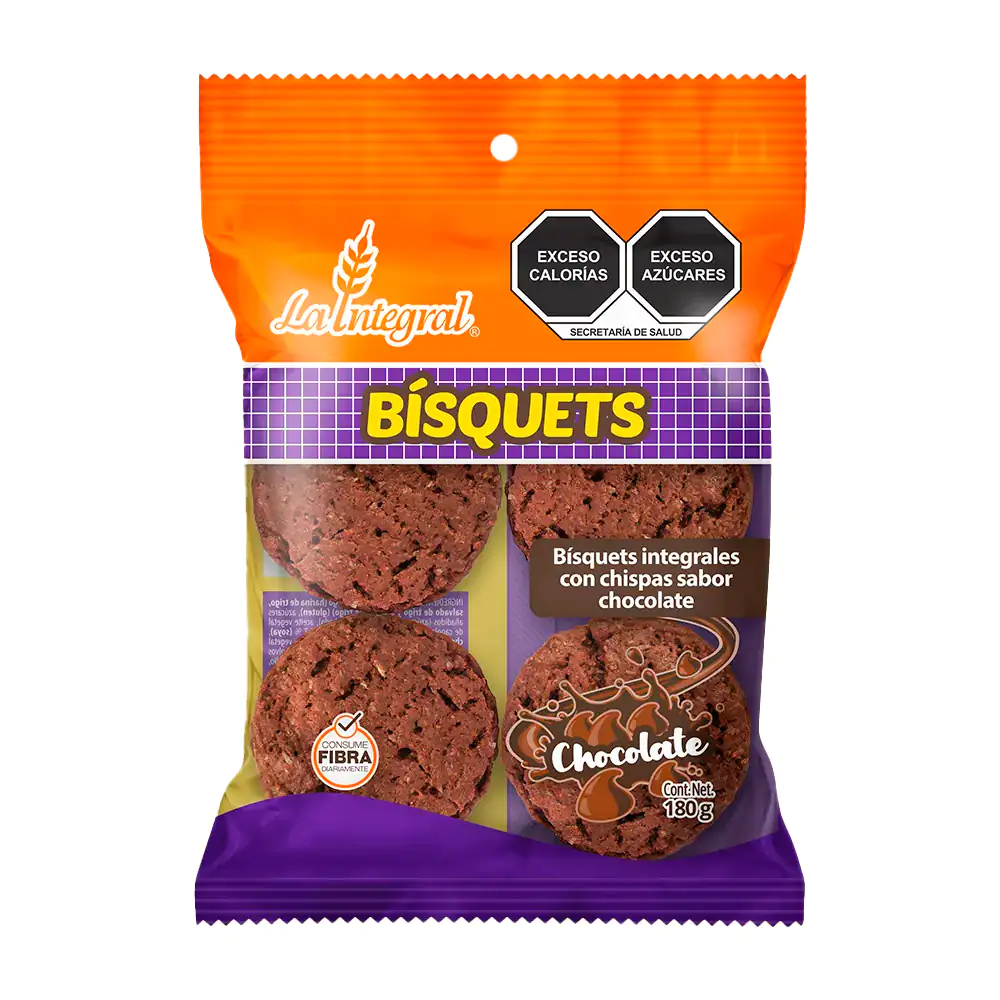 Paquete de 4 bísquets integrales de la integral, con chispas de choco…