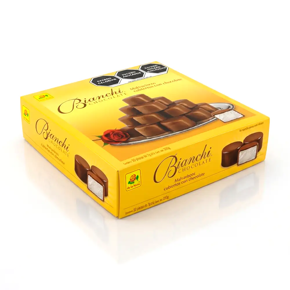 Caja con 10 paquete con 5 malvaviscos cubiertos de chocolate, 35g / 001182