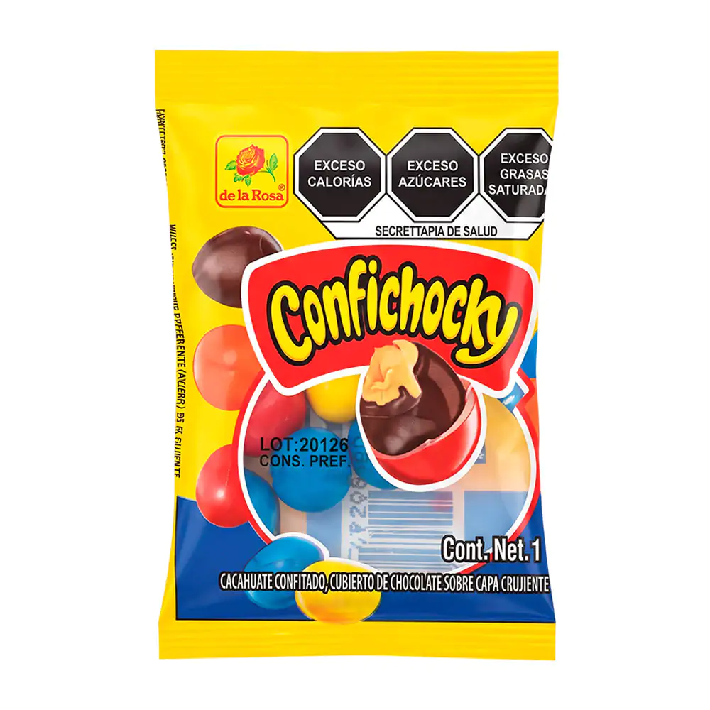 Sobre cacahuate confitado cubierto de chocolate, capa crujiente 17g / 002448