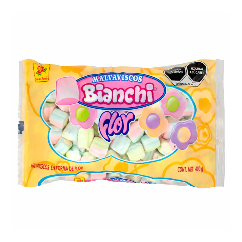 Bolsa de malvaviscos bianchi en forma de flor, multisabor, 400g / 002479