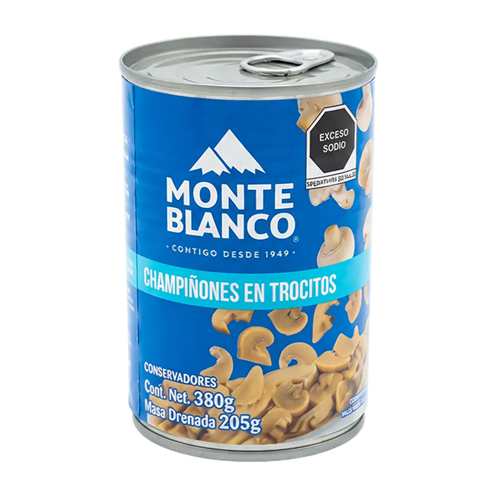 1pza Lata de champiñones en trocitos, monte blanco, 380g