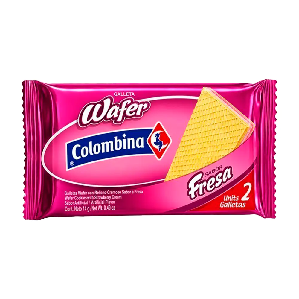 1pza wafer colombina, galleta rellena sabor fresa 14g / 003870