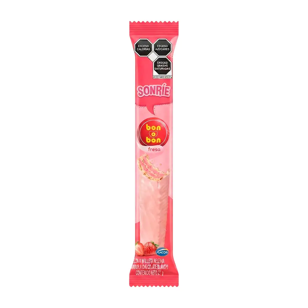 1pza galleta bon bon con relleno sabor fresa con cobertura de chocolate blanco, 27g / 004335