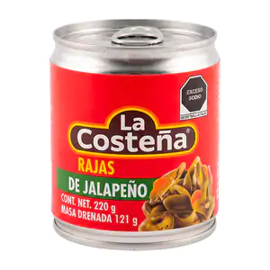 1pza Lata de chiles jalapeños en rajas la costeña, 220g