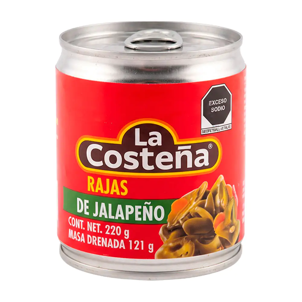 1pza Lata de chiles jalapeños en rajas la costeña, 220g