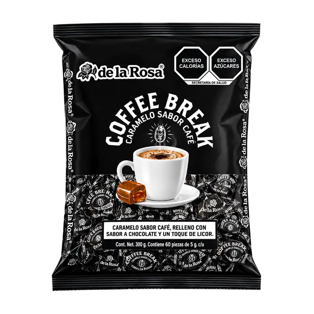Bolsa de caramelo de la rosa sabor café con relleno de chocolate, 60pzs, 300g / 005225