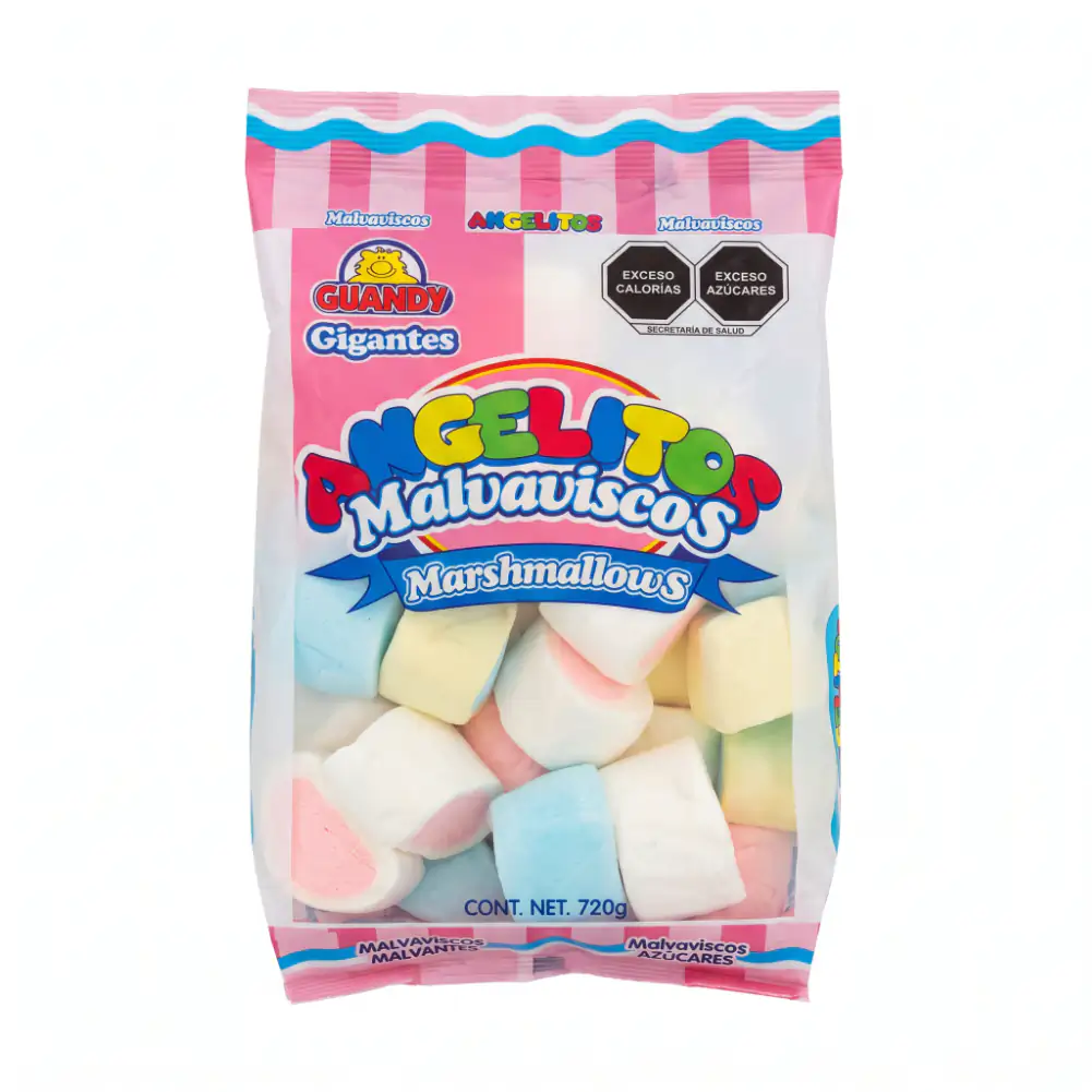 Paquete de malvaviscos gigantes Guandy, bicolor, variedad de sabores, 720g / 005751