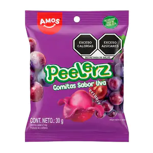 Bolsa con gomitas peelerz pelables con sabor a uva, 30g / 007585