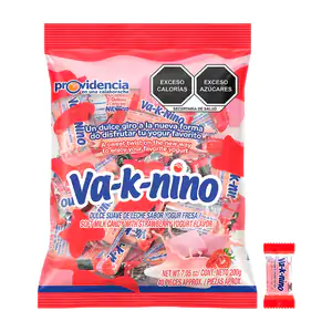 Paquete de dulce suave de leche sabor yogur fresa Va-k-nino, 20pzs, 2…